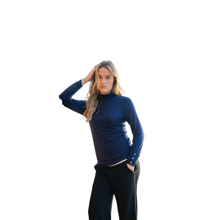 Marble Round Neck Top Navy