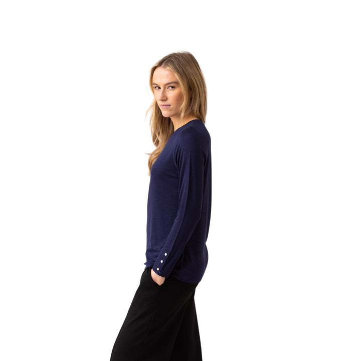 Marble Round Neck Top Navy