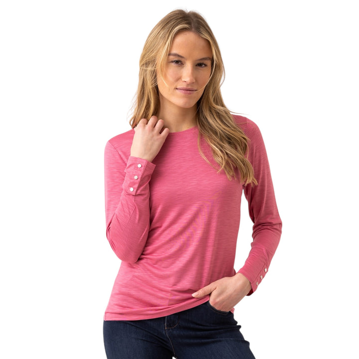 Marble Round Neck Top Pink