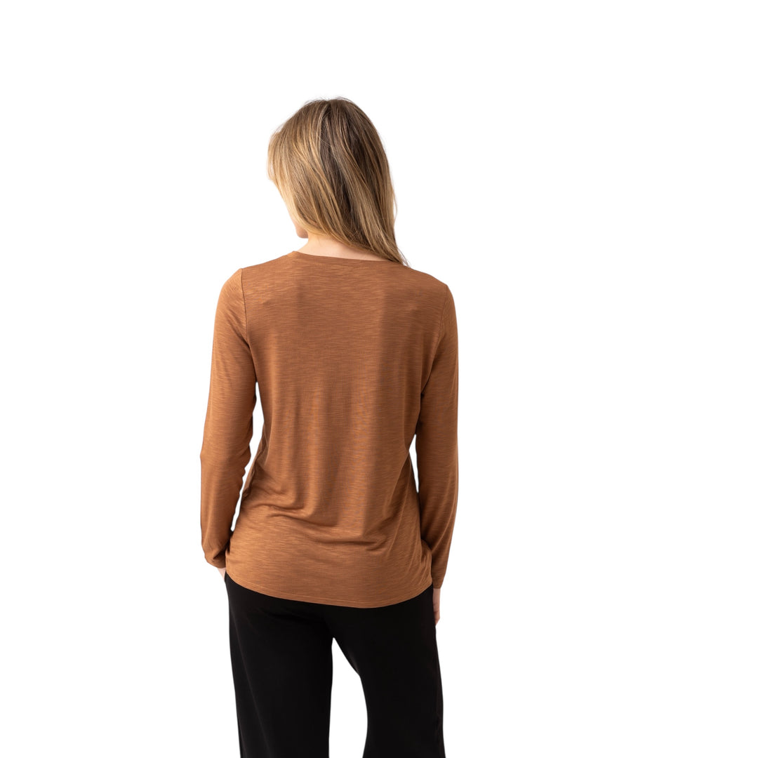 Marble Round Neck Top Tobacco