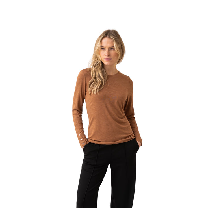 Marble Round Neck Top Tobacco