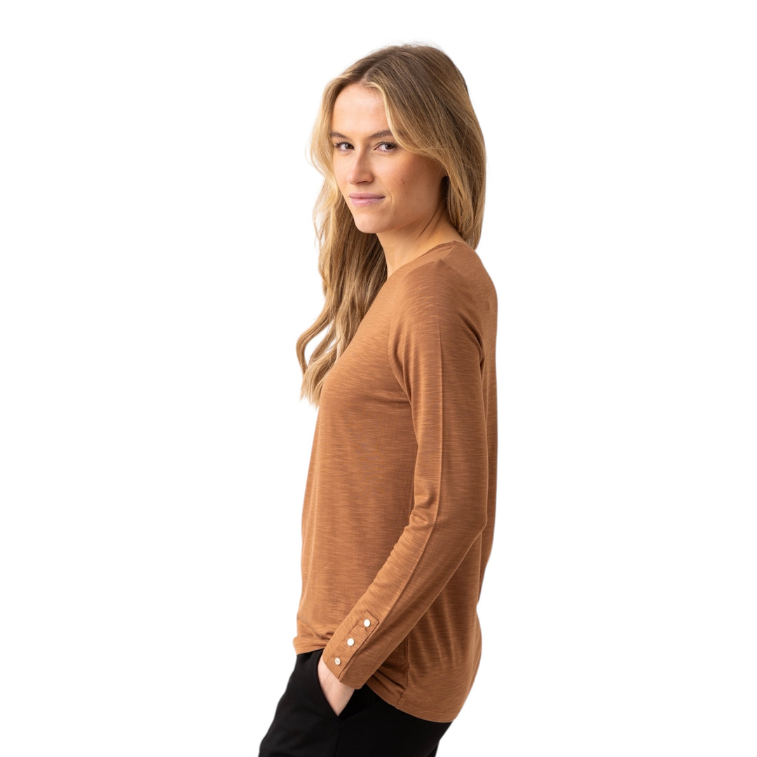 Marble Round Neck Top Tobacco