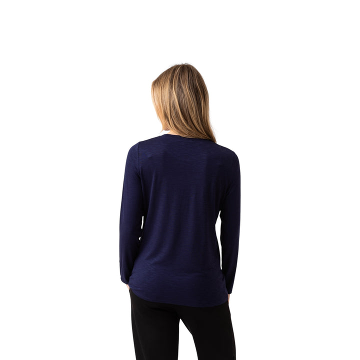 Marble V Neck Top Navy