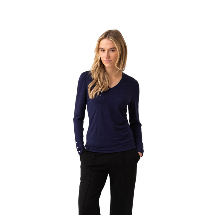 Marble V Neck Top Navy