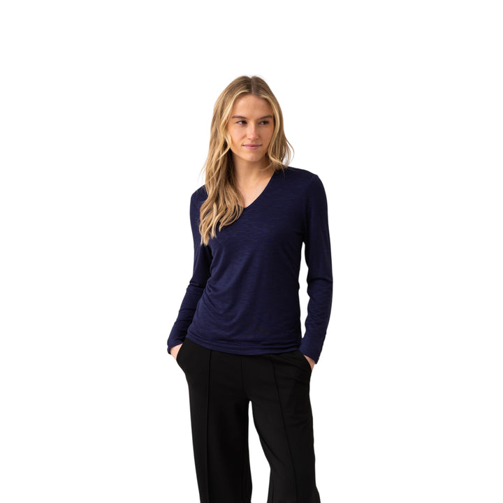 Marble V Neck Top Navy