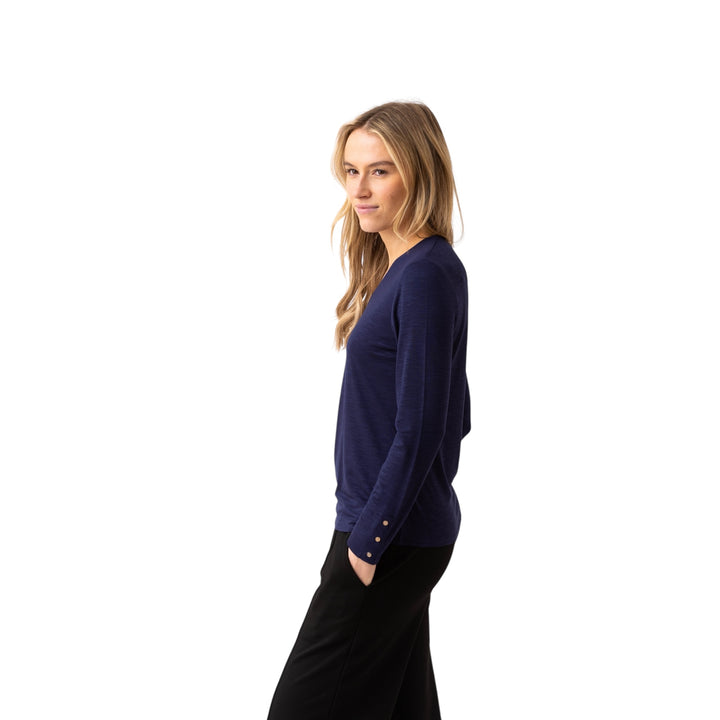 Marble V Neck Top Navy