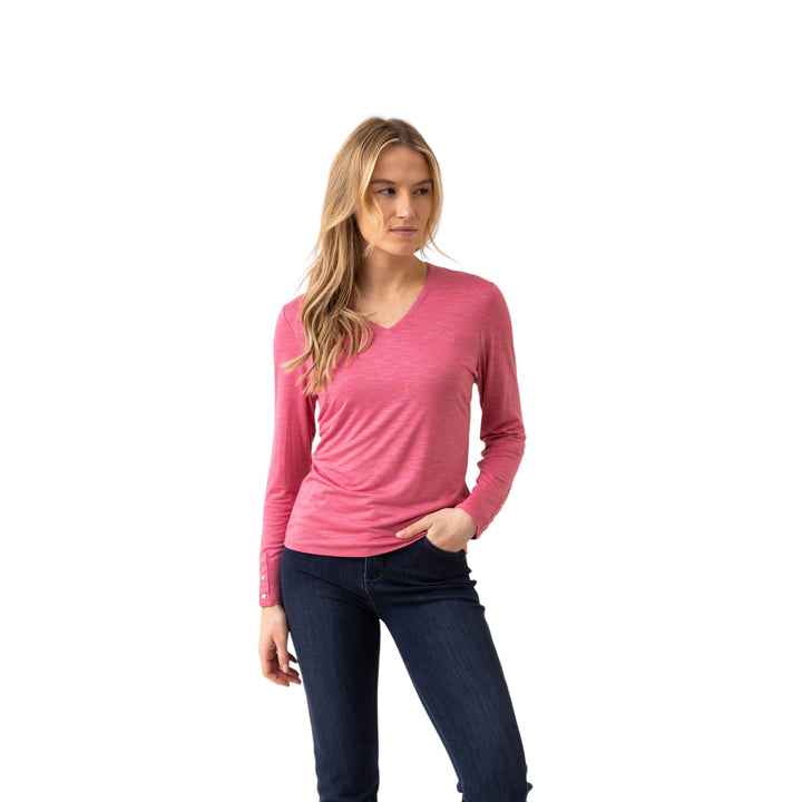 Marble V Neck Top Pink