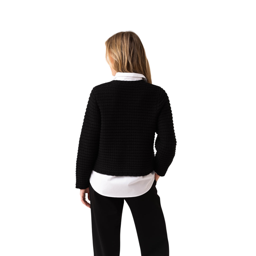 Marble Chunky Knit Cardigan Black