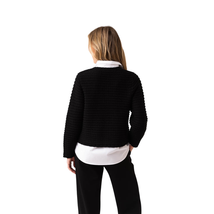 Marble Chunky Knit Cardigan Black