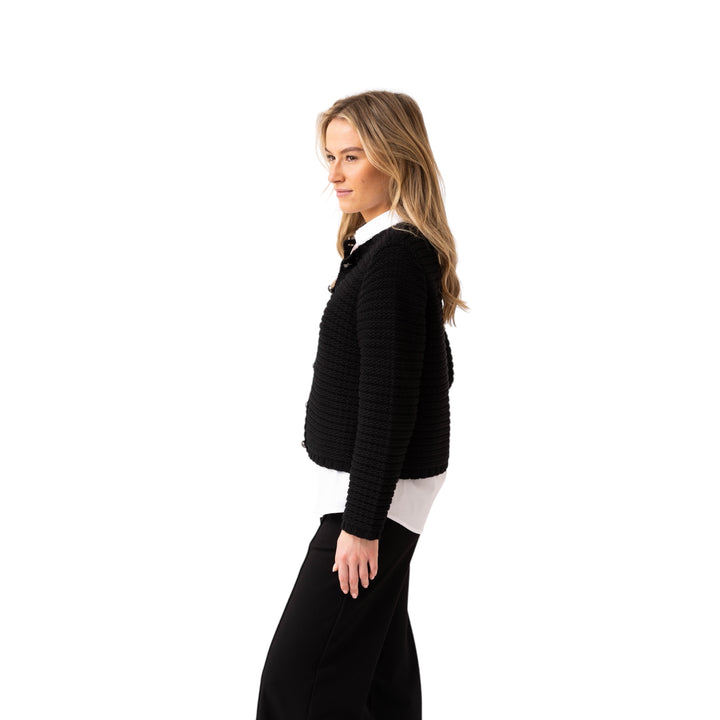 Marble Chunky Knit Cardigan Black