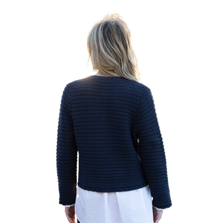 Marble Chunky Knit Cardigan Navy