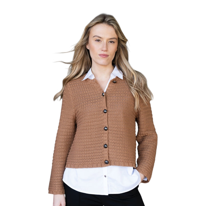 Marble Chunky Knit Cardigan Tobacco