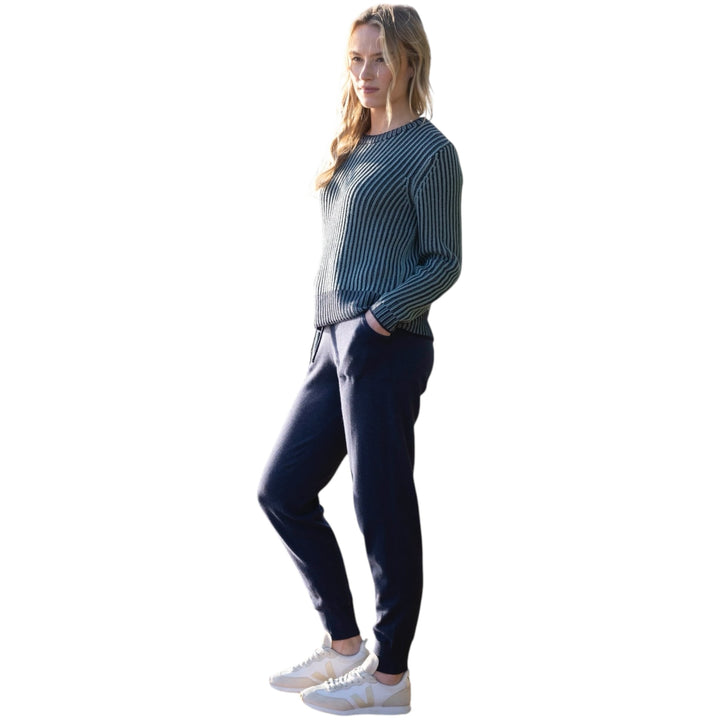 Marble Cowl Neck Fine Striped Sweater Seafoam