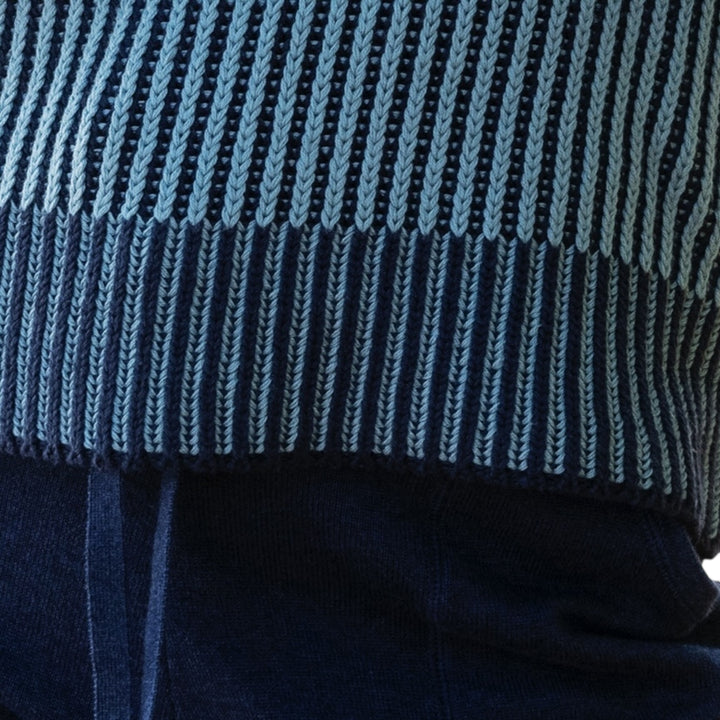 Marble Cowl Neck Fine Striped Sweater Seafoam