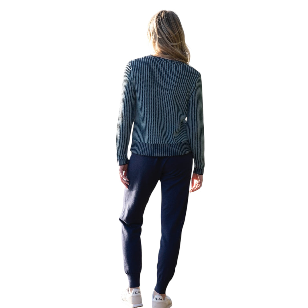Marble Cowl Neck Fine Striped Sweater Seafoam