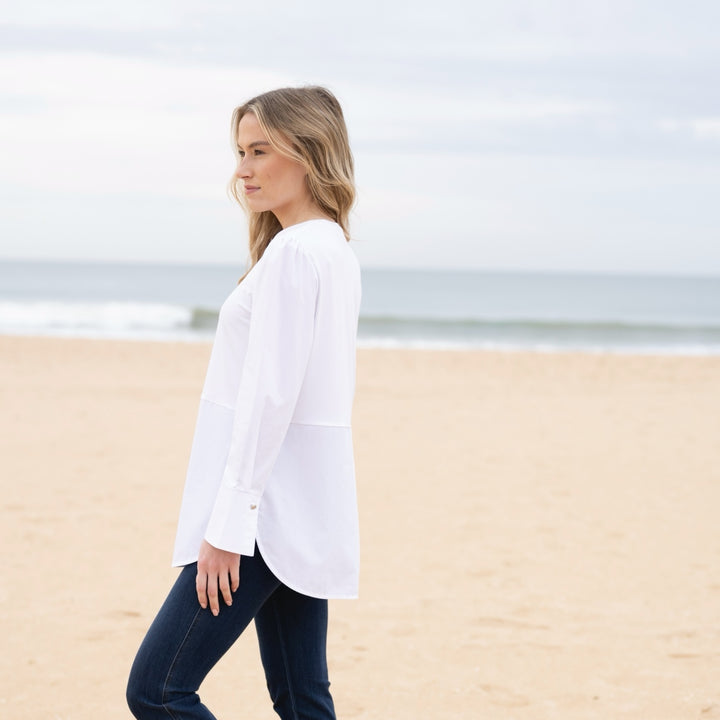 Marble Long Length Blouse White