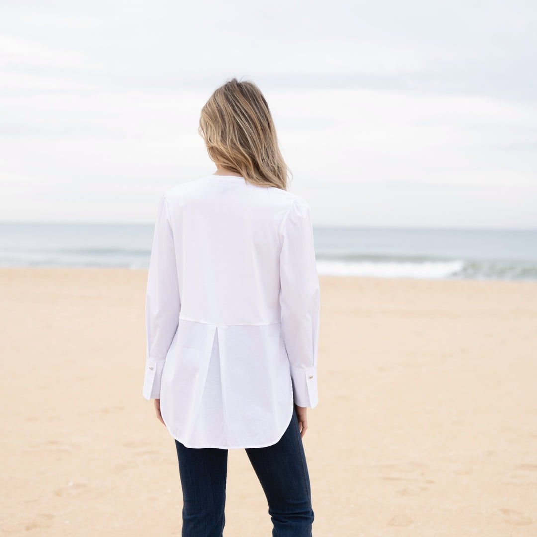 Marble Long Length Blouse White