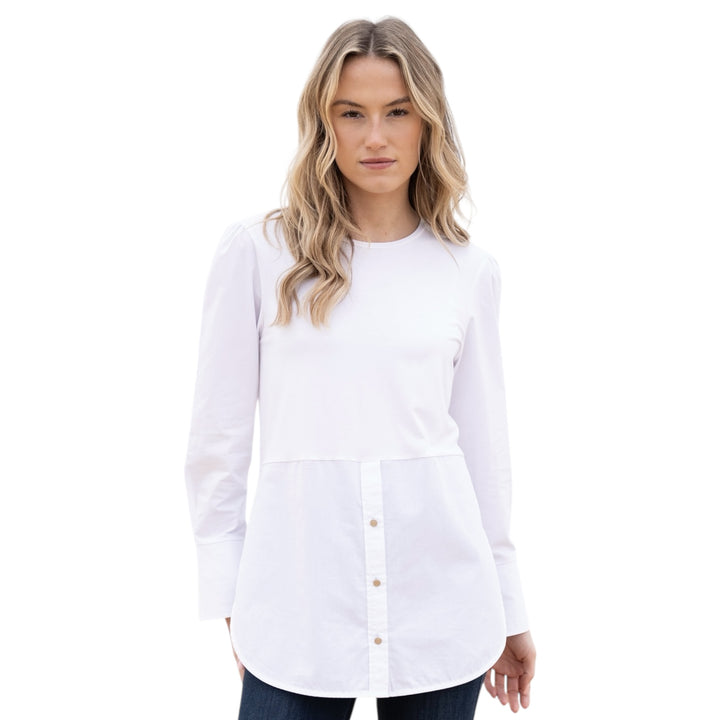 Marble Long Length Blouse White