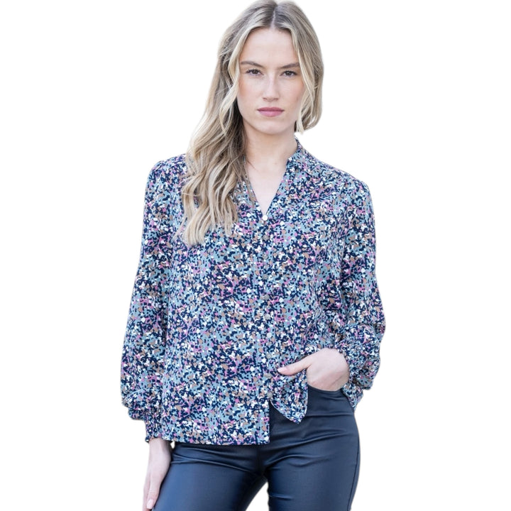 Marble Patterned Blouse Seafoam