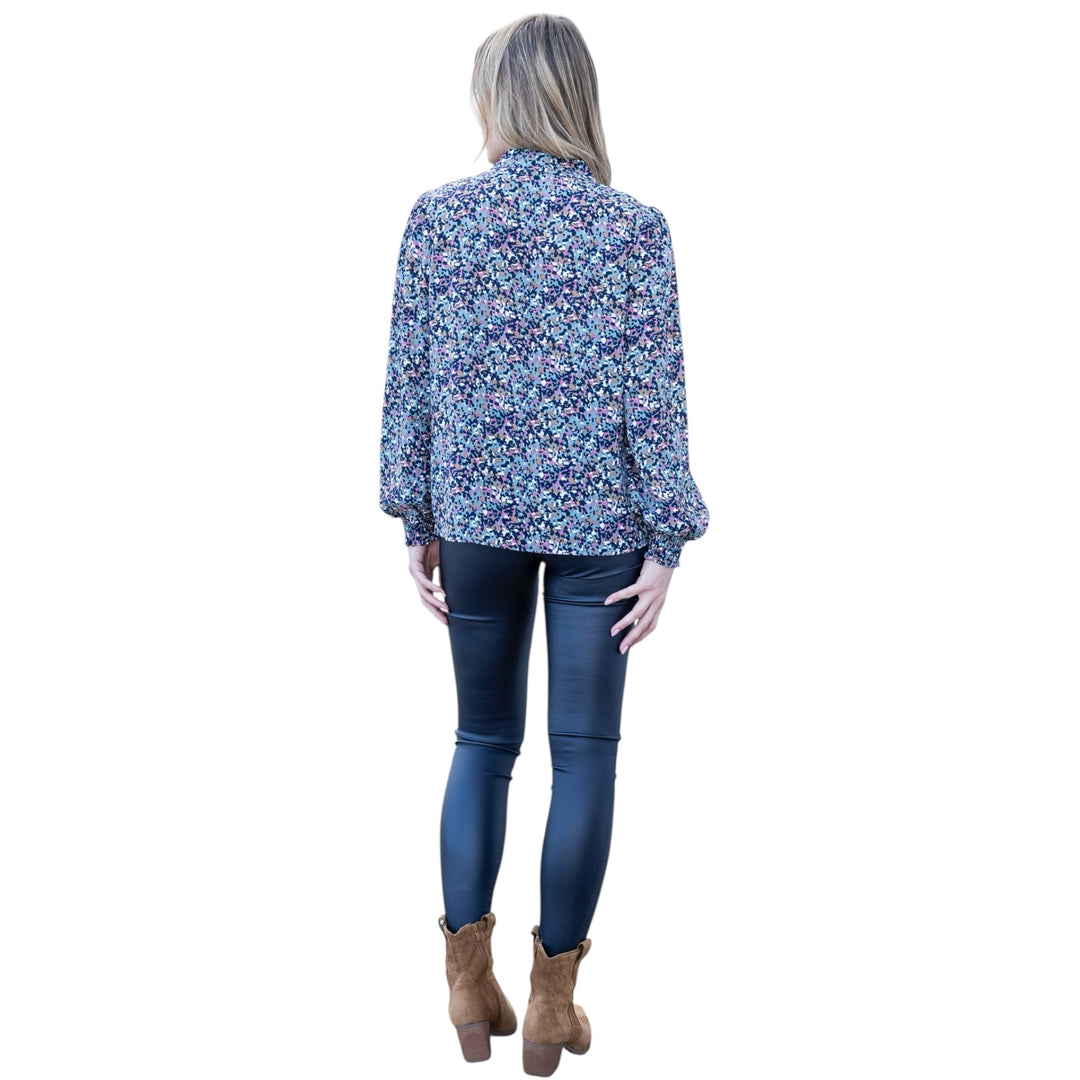 Marble Patterned Blouse Seafoam