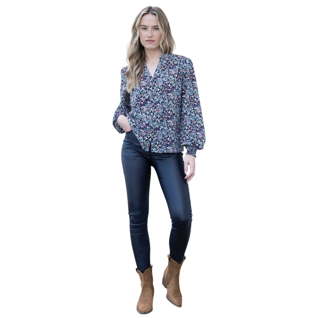 Marble Patterned Blouse Seafoam