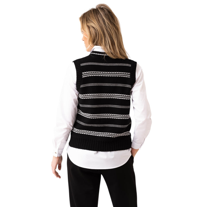 Marble Striped Waistcoat Black and Ivory