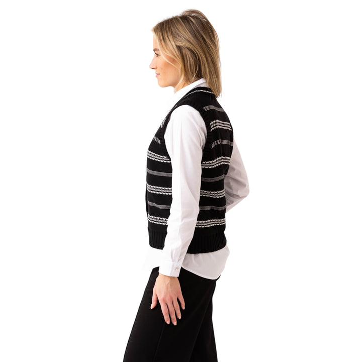 Marble Striped Waistcoat Black and Ivory