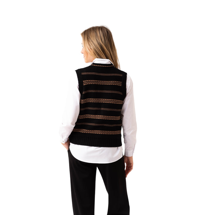 Marble Striped Waistcoat Black and Tobacco