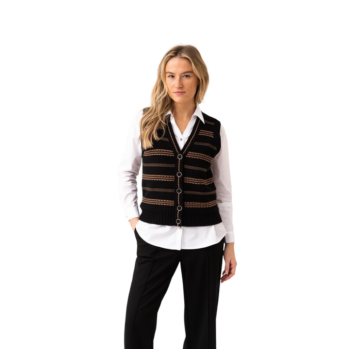 Marble Striped Waistcoat Black and Tobacco