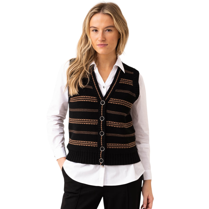 Marble Striped Waistcoat Black and Tobacco