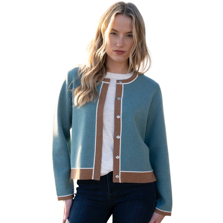Marble Two Tone Cardigan Seafoam