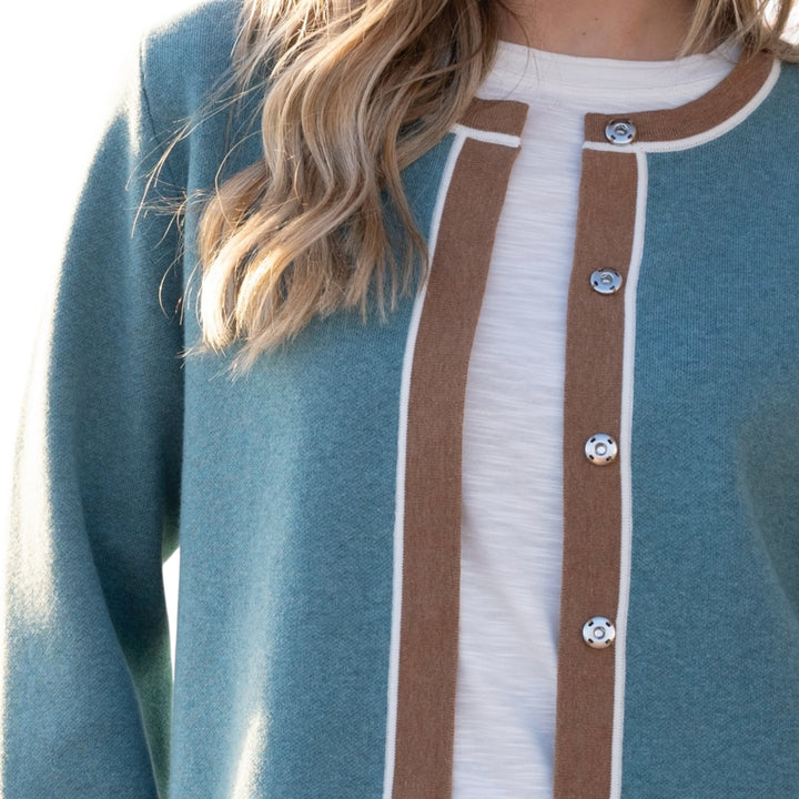 Marble Two Tone Cardigan Seafoam