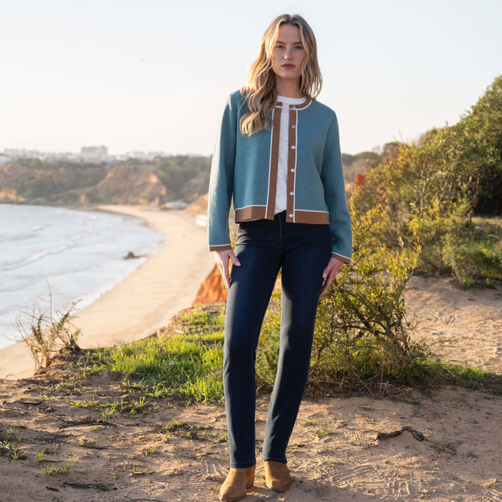 Marble Two Tone Cardigan Seafoam