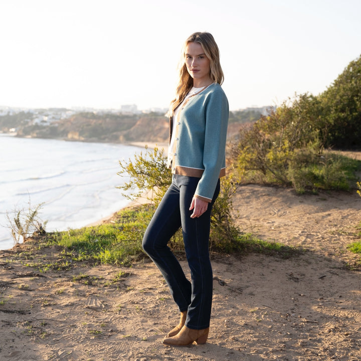 Marble Two Tone Cardigan Seafoam