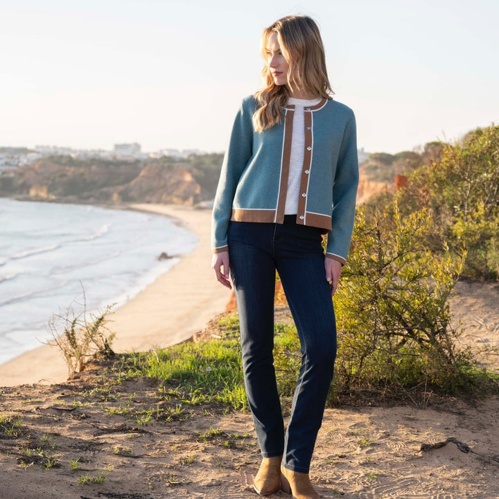 Marble Two Tone Cardigan Seafoam
