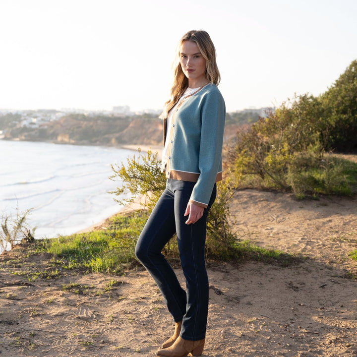 Marble Two Tone Cardigan Seafoam