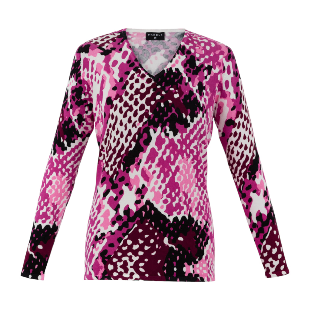 Marble-V-Neck-Printed-Sweater-Berry-Product-Image-Front-View