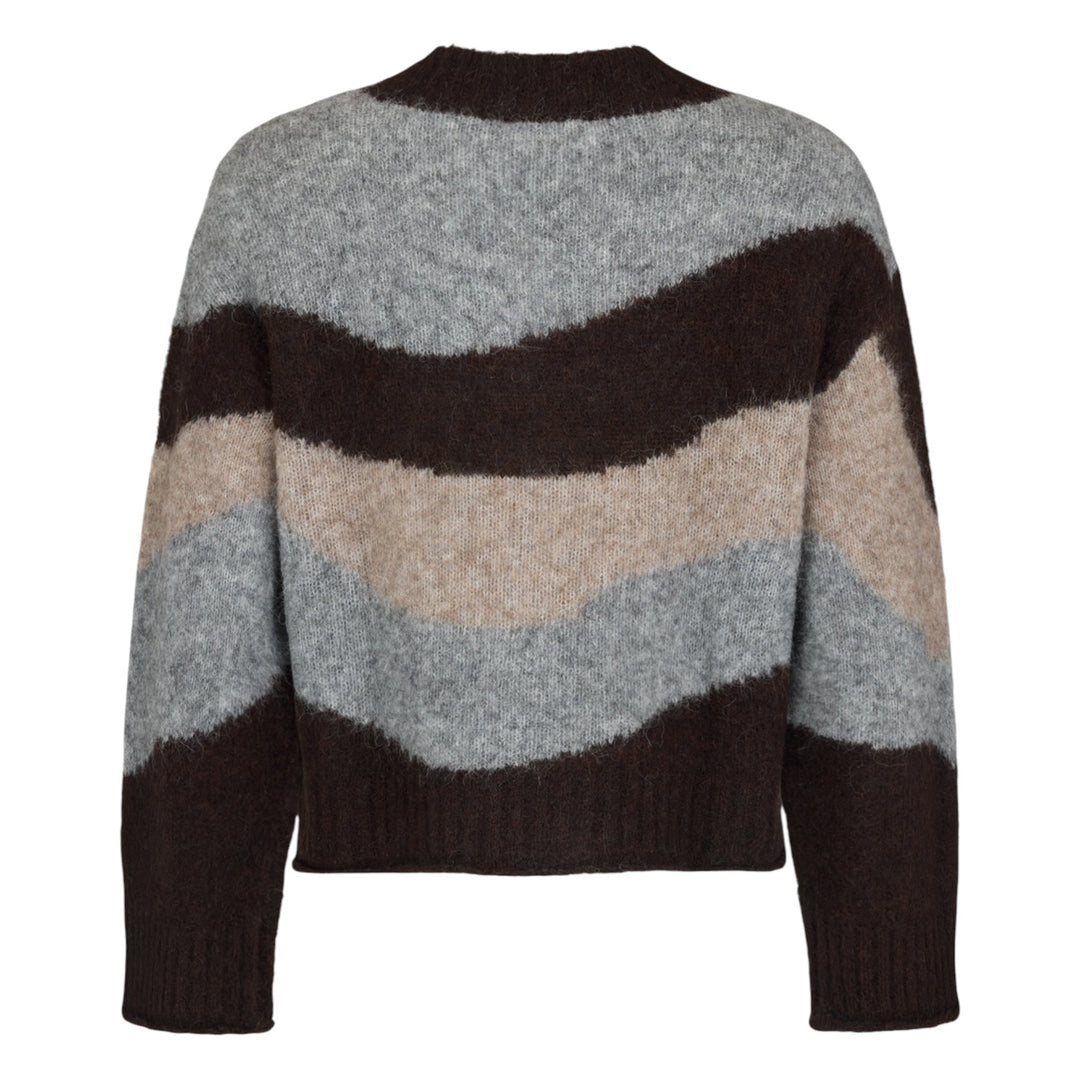 Noen Striped Cardigan Dark Brown