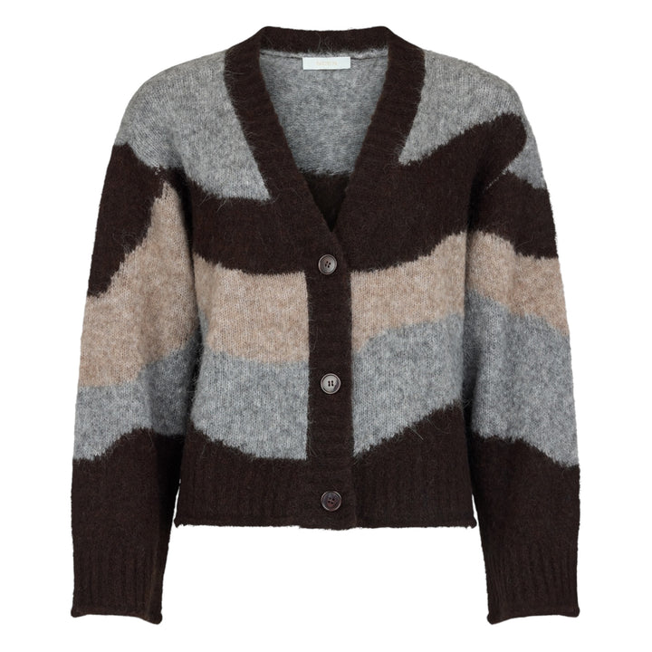 Noen Striped Cardigan Dark Brown
