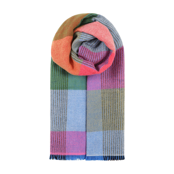 Ombre Blue Checks Scarf