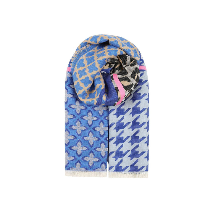 Ombre London Blue Houndstooth Check Scarf