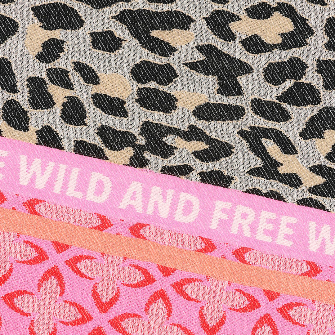 Ombre London Pink Flower and Leopard Print Scarf