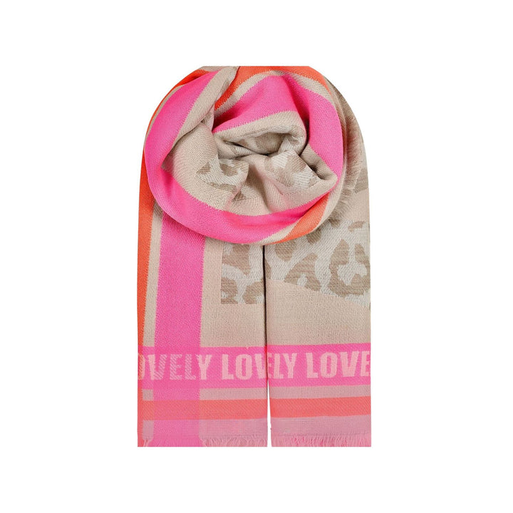 Ombre London Pink and Orange Leopard Scarf