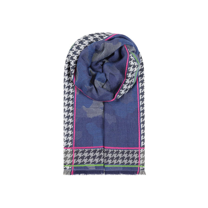 Ombre London Camo Printed Scarf Blue and Green