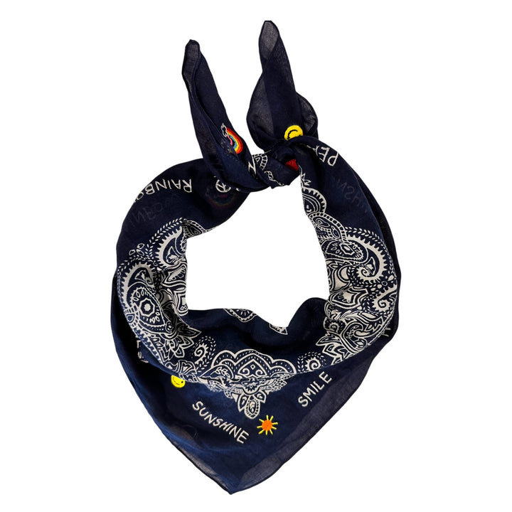 Ombre London Cotton Square Scarf Navy