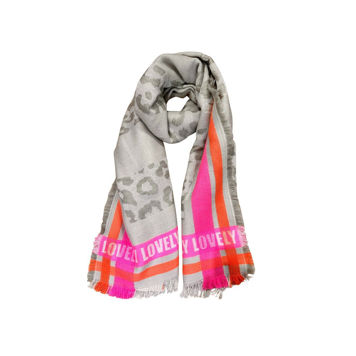 Ombre London Pink and Orange Leopard Scarf