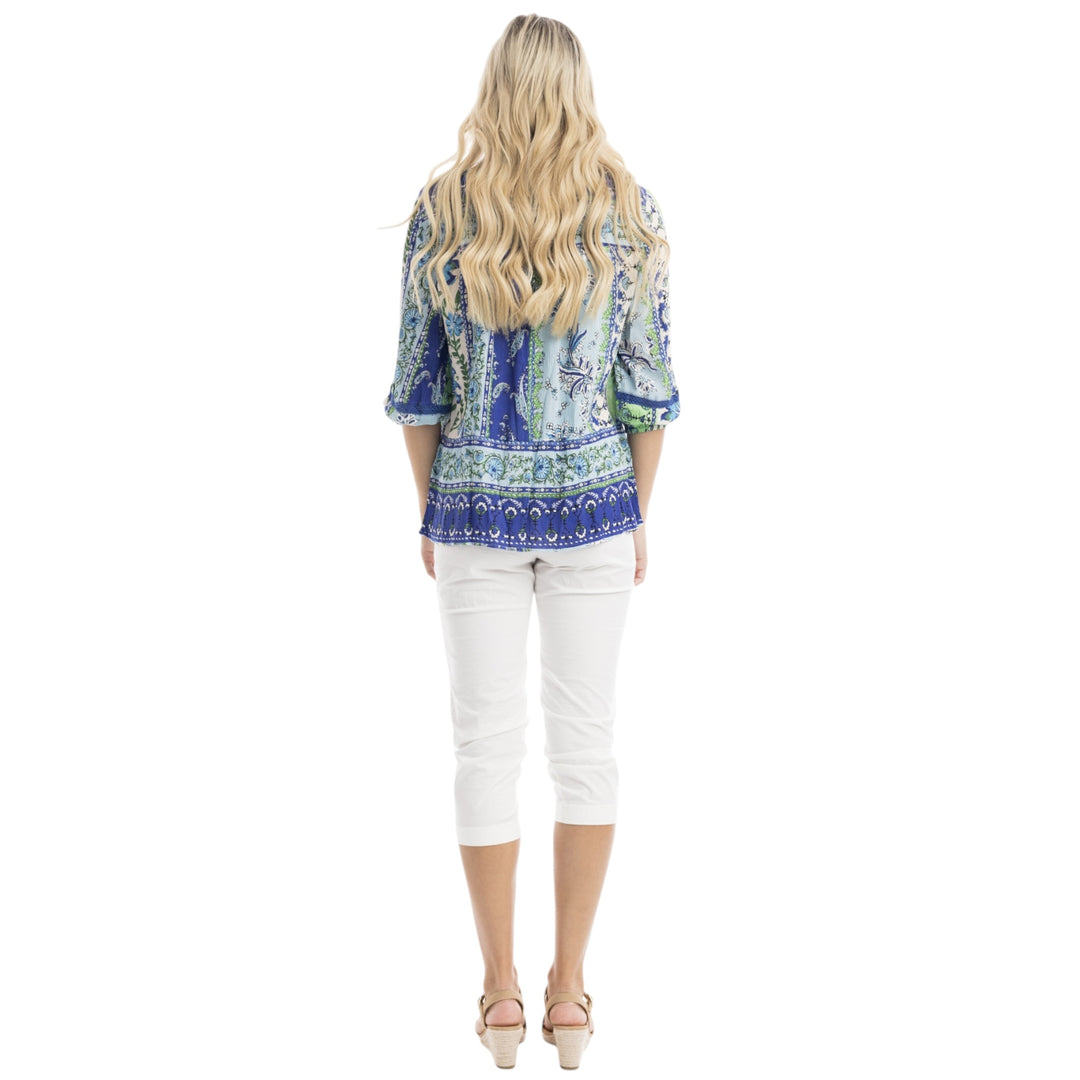 Orientique Boho Top Jaipur Borders Blue
