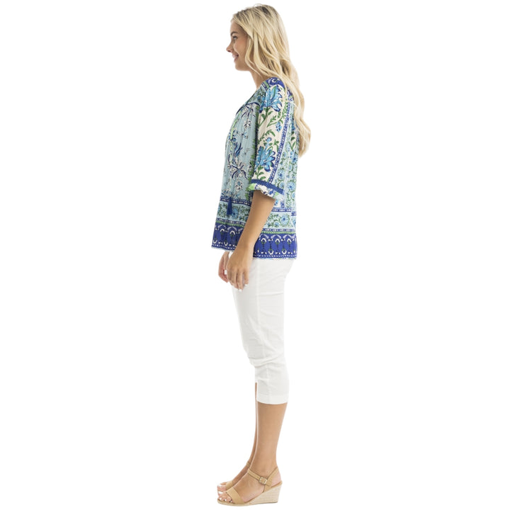 Orientique Boho Top Jaipur Borders Blue