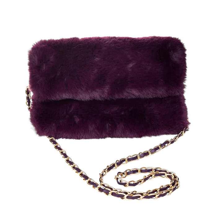 Park Lane Faux Fur Bag Deep Purple