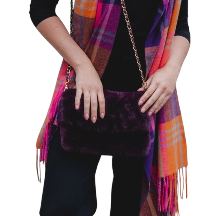 Park Lane Faux Fur Bag Deep Purple